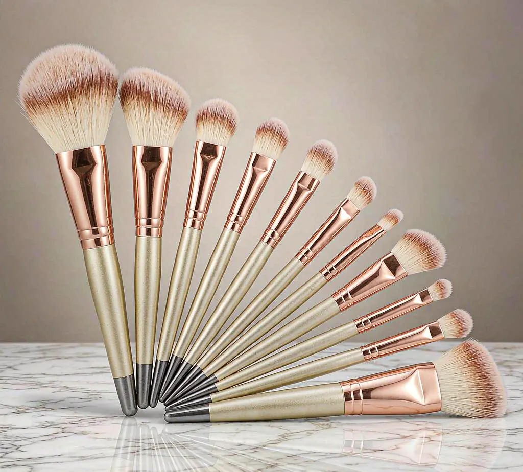 Professional makeup brush set with soft synthetic bristles